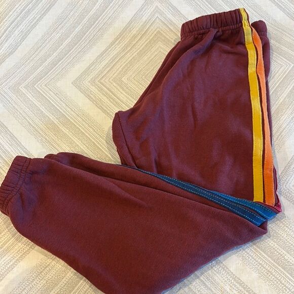 Aviator Nation Women’s Maroon Joggers with Colored Embroidered Side Stripes - XS - Picture 1 of 7